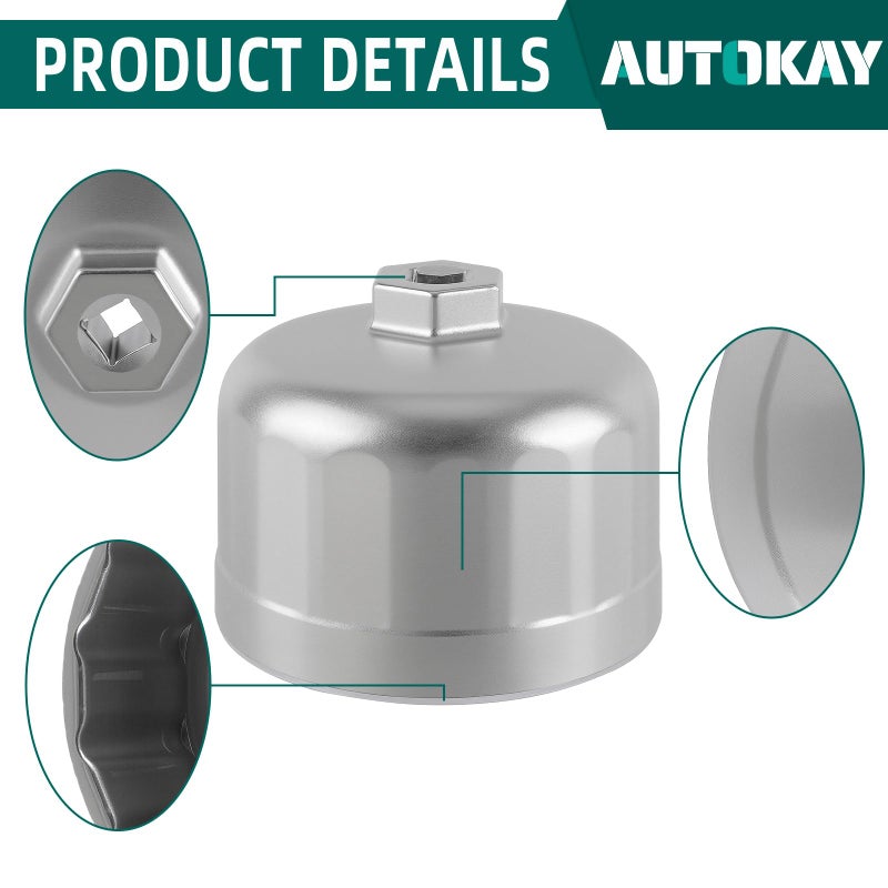 AUTOKAY 86mm with 16 Flutes Oil Filter Wrench Fit for Volvo XC90 XC70 S60 S40 C70 S80 V40 V70, for BMW X3 328i 535i 128i 135i 135is 228i 320i 325i 325xi 330i - Image 3
